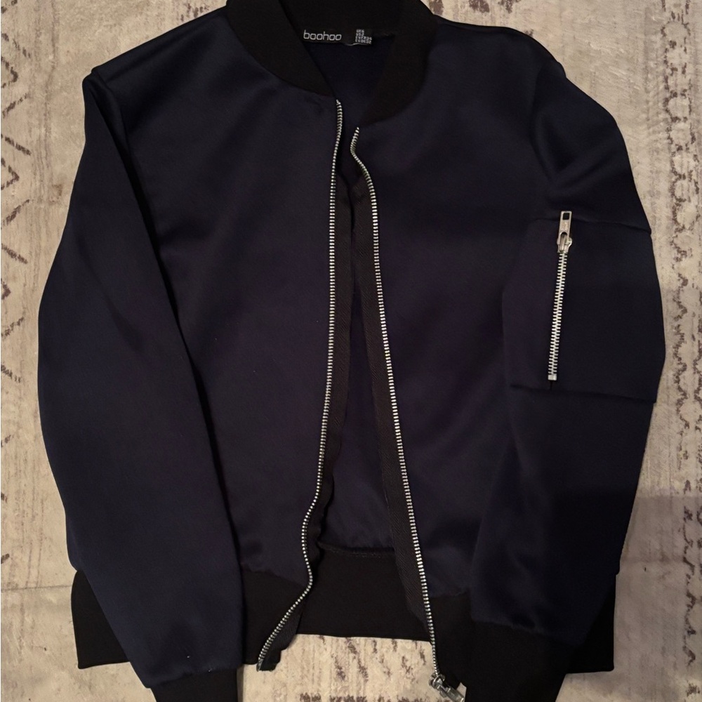Boohoo Women’s Lightweight Navy Bomber Jacket
